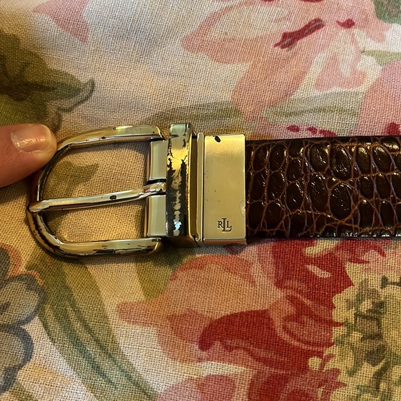 RALPH LAUREN sz Medium Reptile Embossed Leather Belt Width 1.5" Elegant Classic - Picture 10 of 16